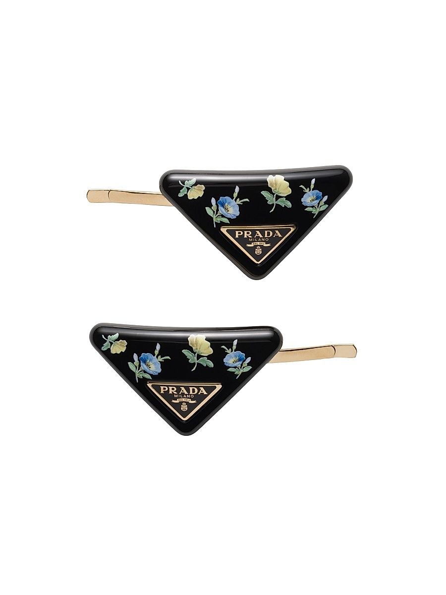 Women's Plexiglas and Metal Hair Barrettes - Black