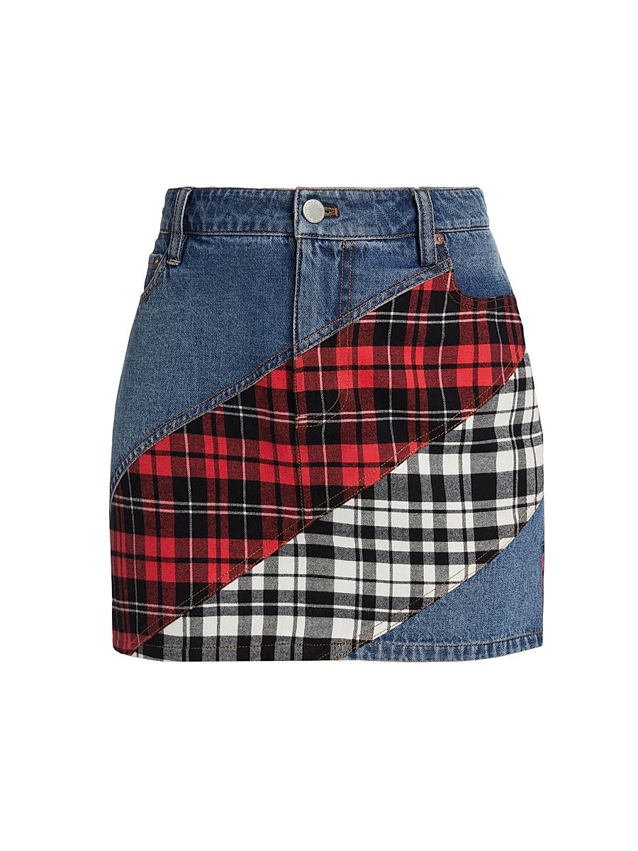 Women's Lisanne Patchwork Denim Miniskirt - Ivy Blue - Size 27