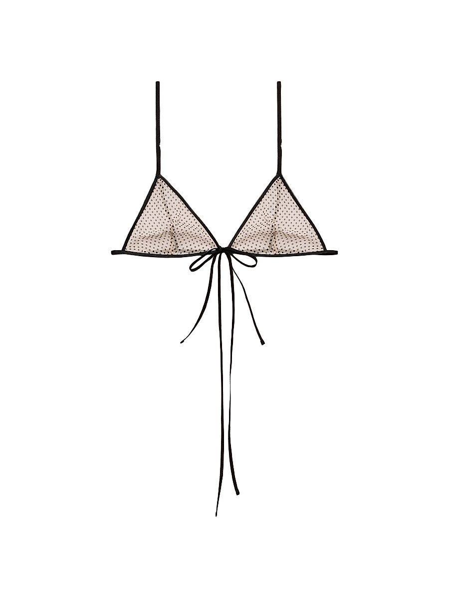 Women's Polka-Dot Silk Chiffon Bra Top - Pink - Size 4