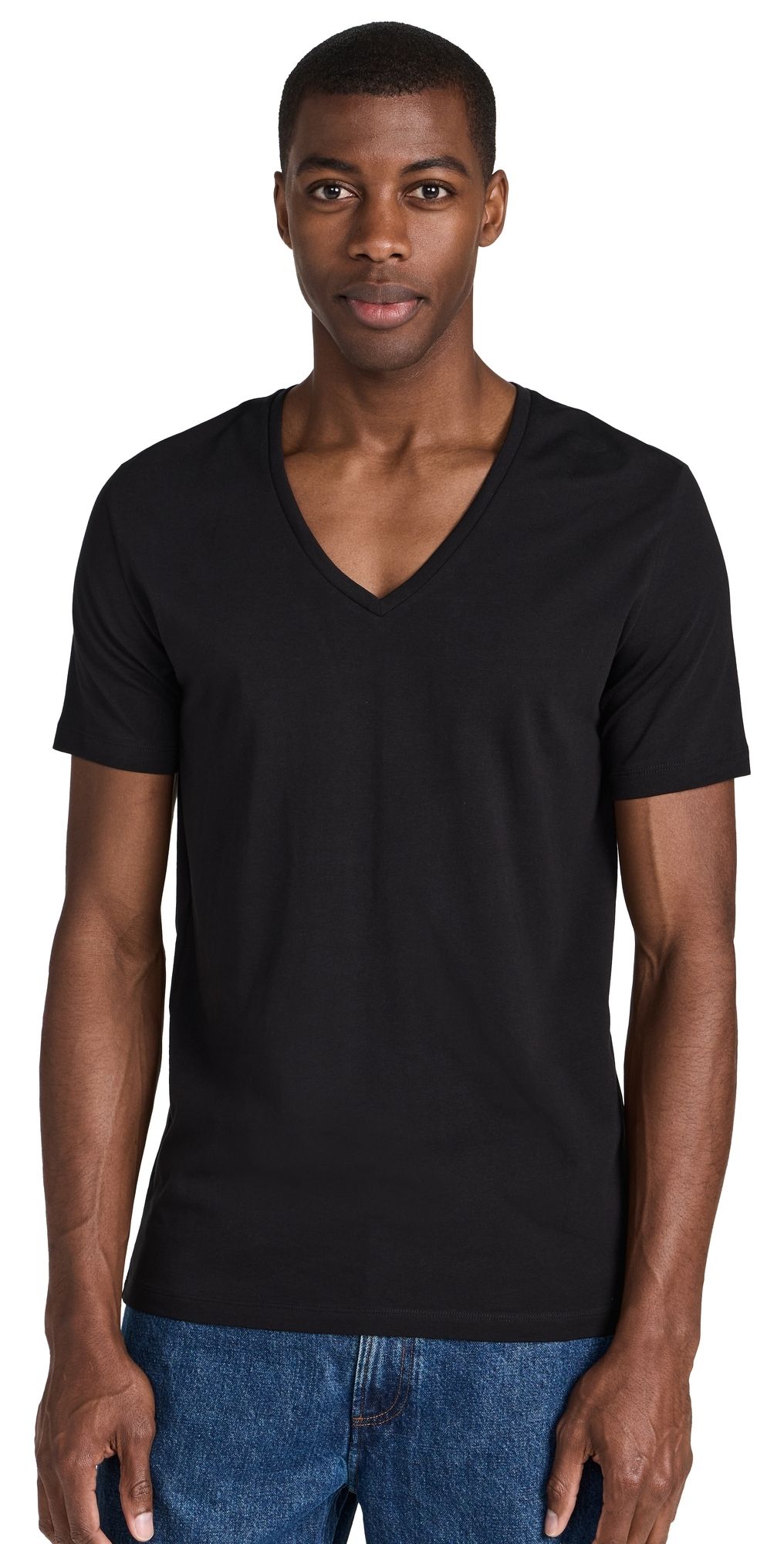 Falke Cotton V Neck Tee 2 Pack Black XXL