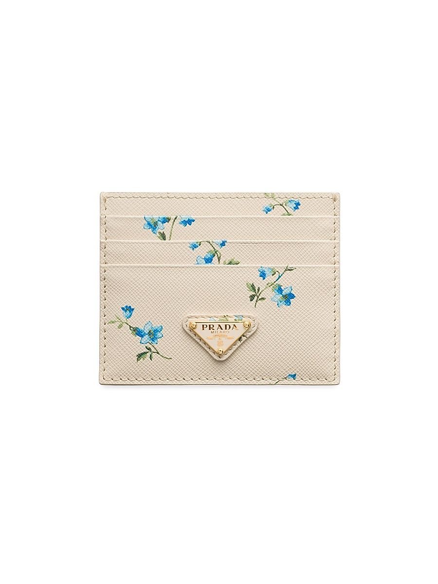 Women's Printed Saffiano Leather Card Holder - Beige Khaki