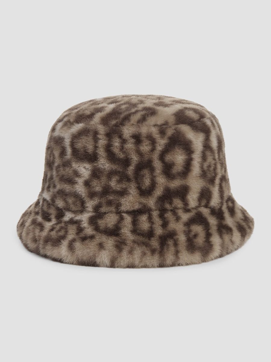 Apparis Women's Amara Pluche Faux-Leopard Fur Bucket Hat - Light Leopard