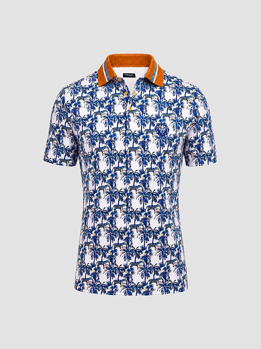 Men's Golf Polo Shirt - Blue White - Size XL