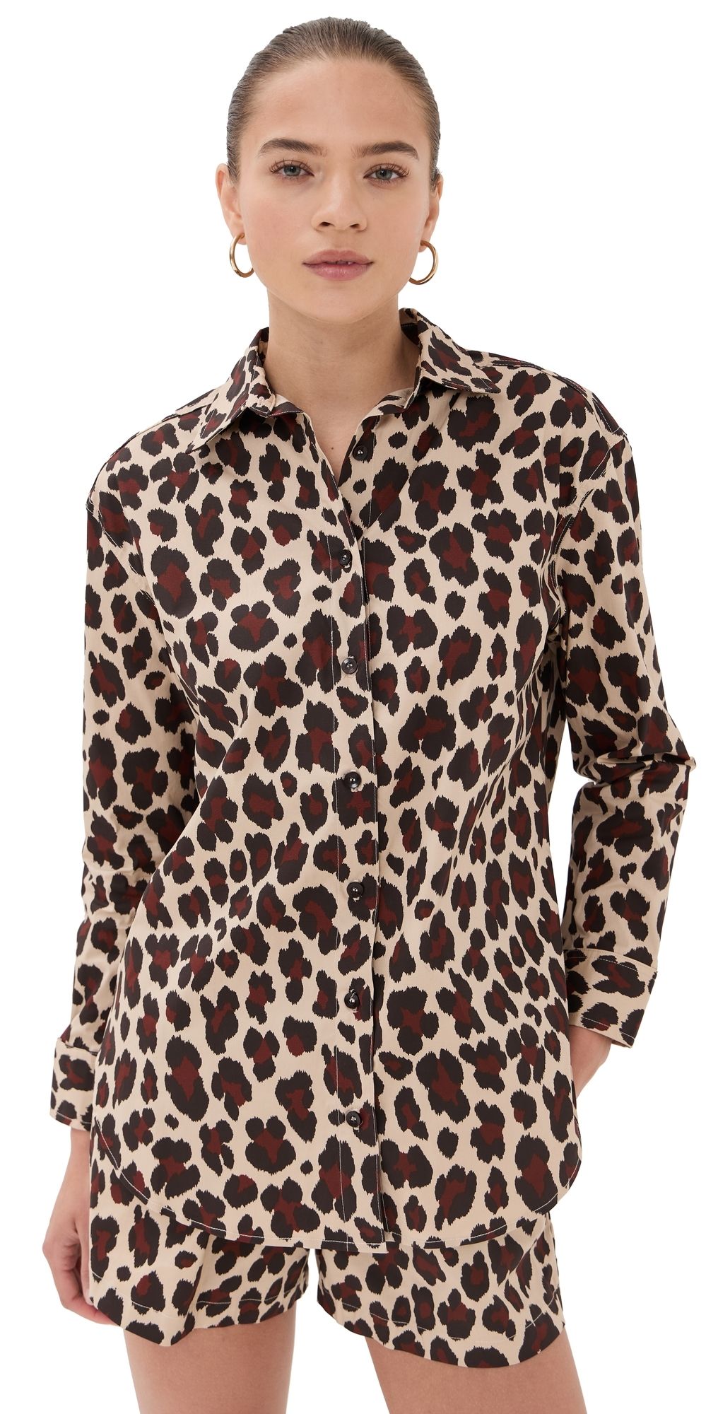 LE BOP Cecilla Button Down Leopard L