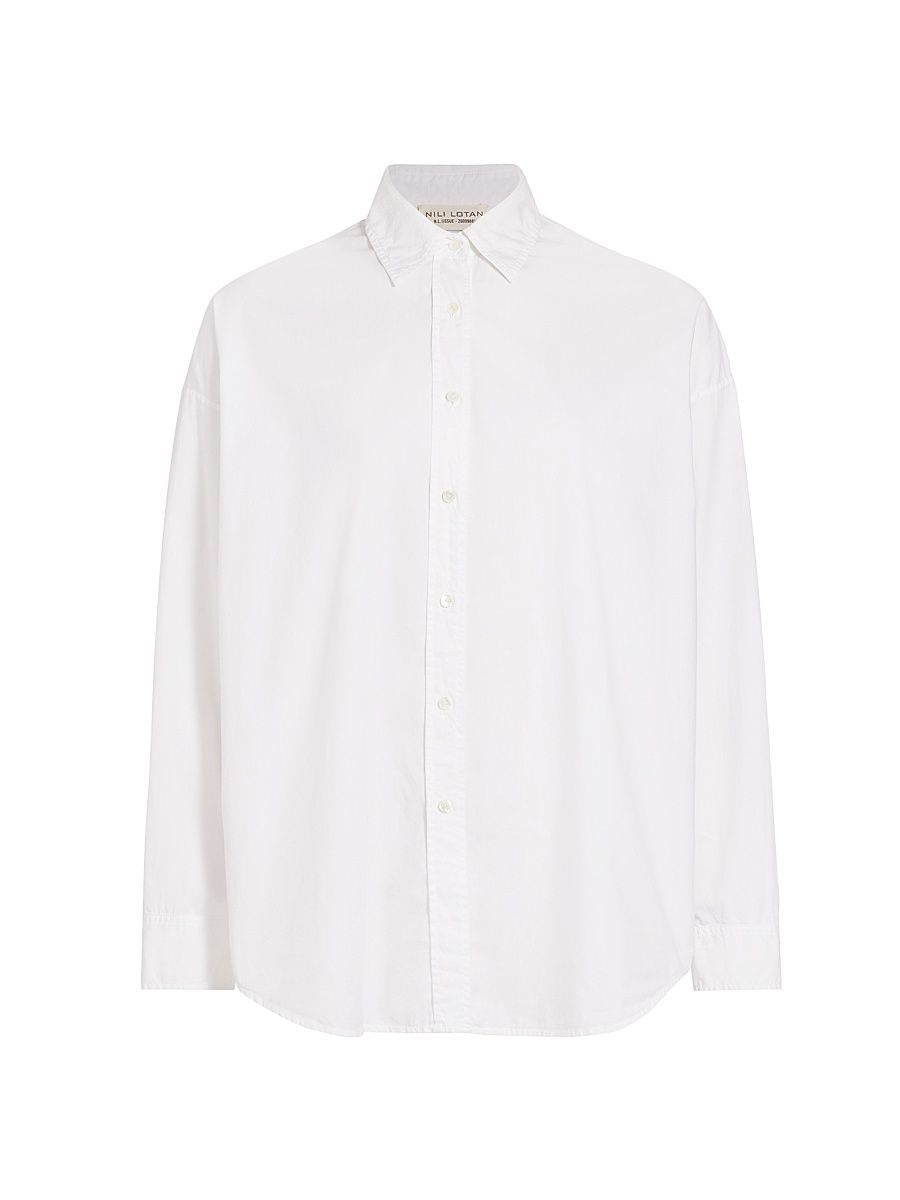 Women's Mael Oversized Button-Front Shirt - White - Size Large