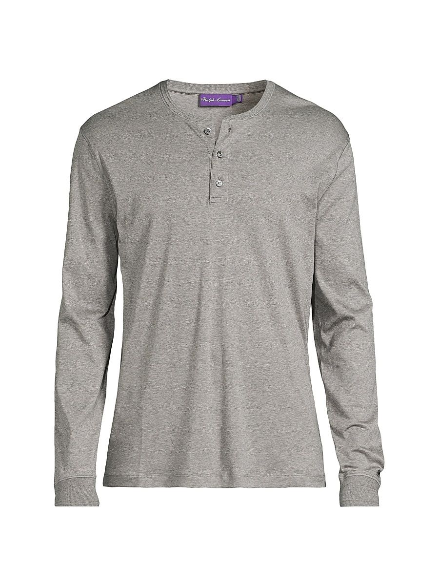 Men's Interlock Henley Shirt - Light Grey Heather - Size XXL