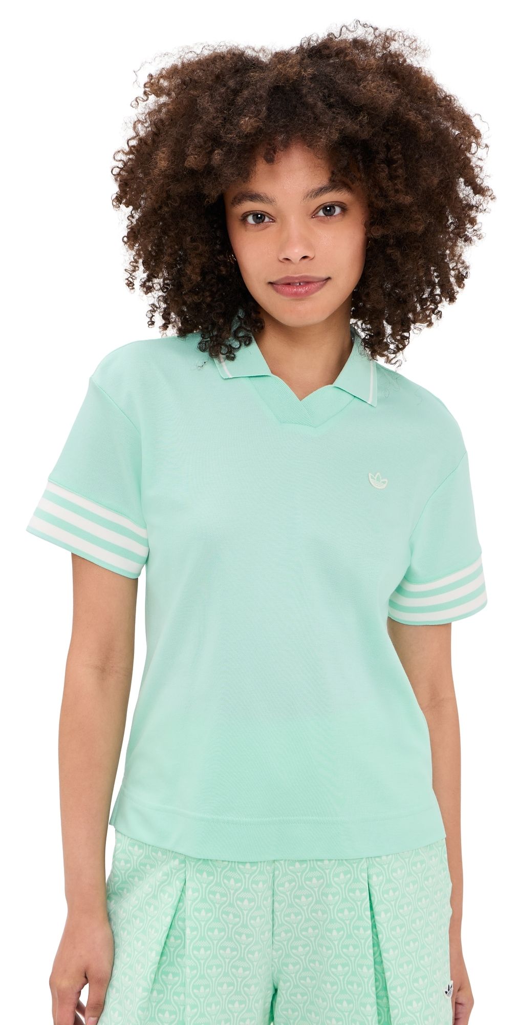 Adidas Golf Originals 3 Stripe Polo Clear Mint XL