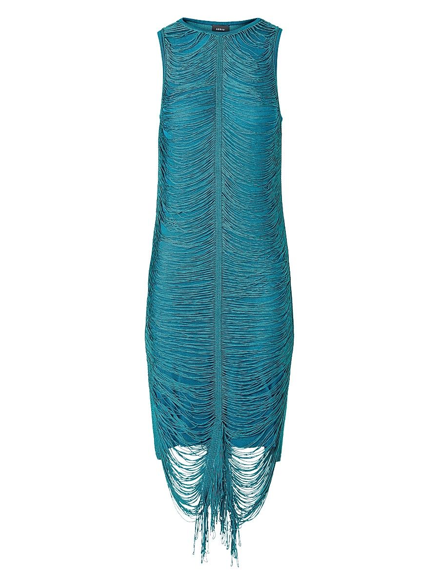 Women's Draped Fringed Silk Sheath Dress - Ottanio - Size 2