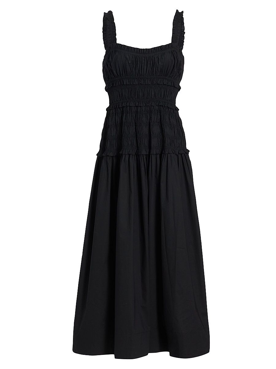Women's Marianne Smocked Midi-Dress - Black - Size XL