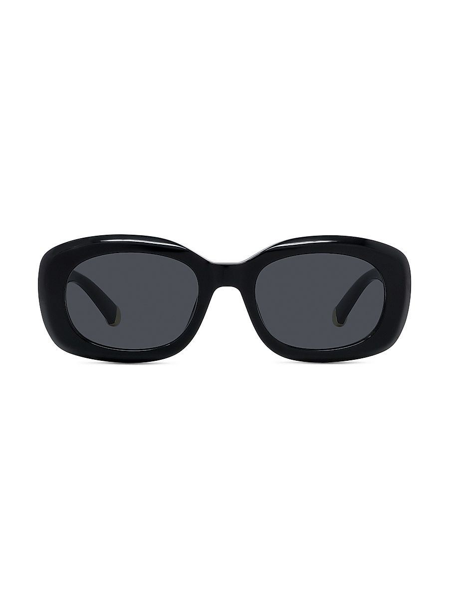 Women's Square Shiny 52MM Sunglasses - Shiny Black Smoke