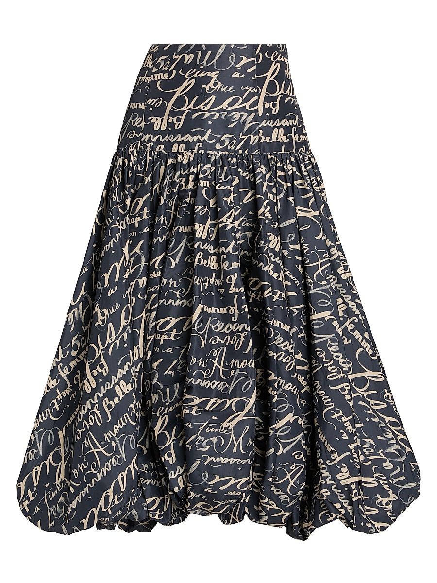 Women's Ellah Love Journal Bubble-Hem Skirt - Black Khaki - Size 12