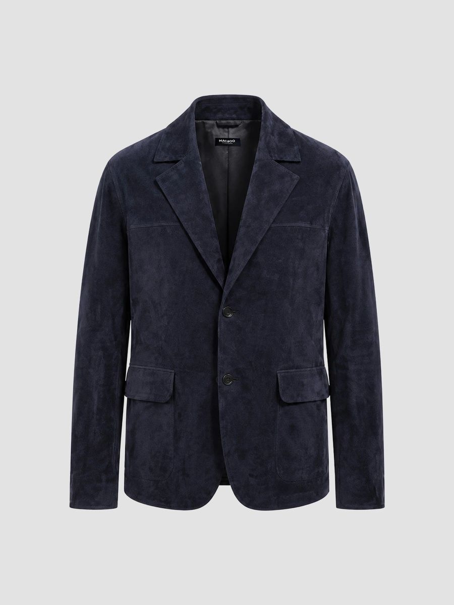 Maceoo Men's Suede Jacket - Blue - Size XXL