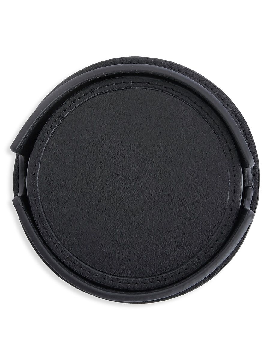 6-Piece Leather Coaster Set - Black