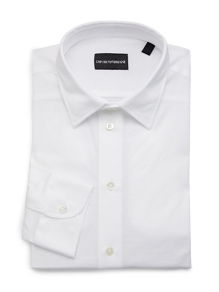 Men's Cotton Button-Front Sport Shirt - Brilliant White - Size XXL