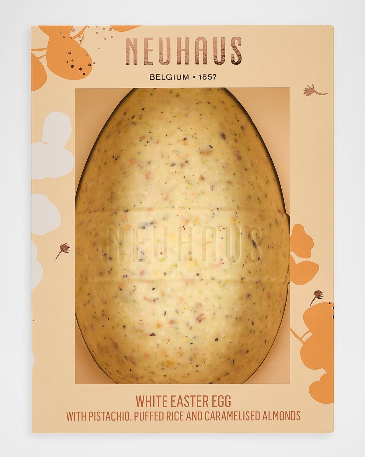Gourmand White Chocolate Easter Egg with Pistachios, Puffed Rice, & Almonds