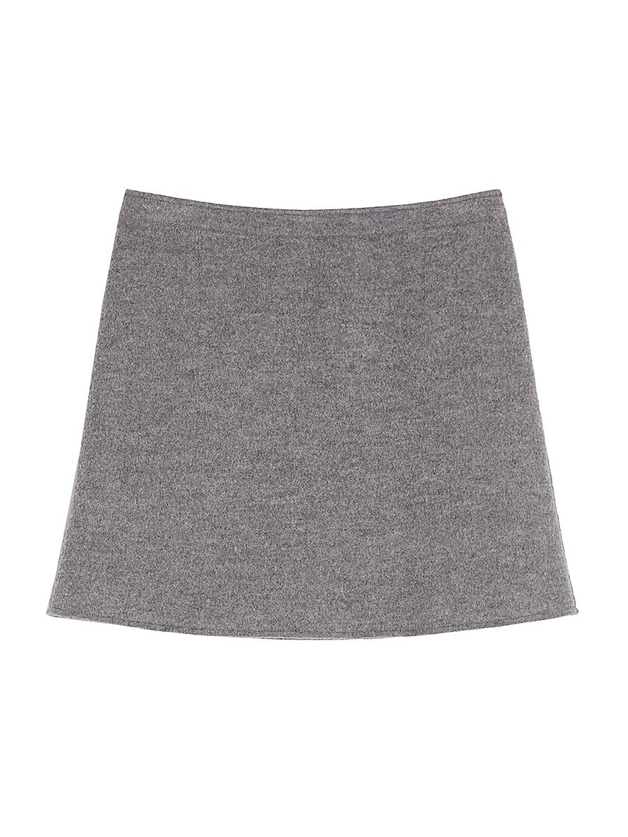 Women's Boiled Wool Jersey Skirt - Medium Grey - Size XXL