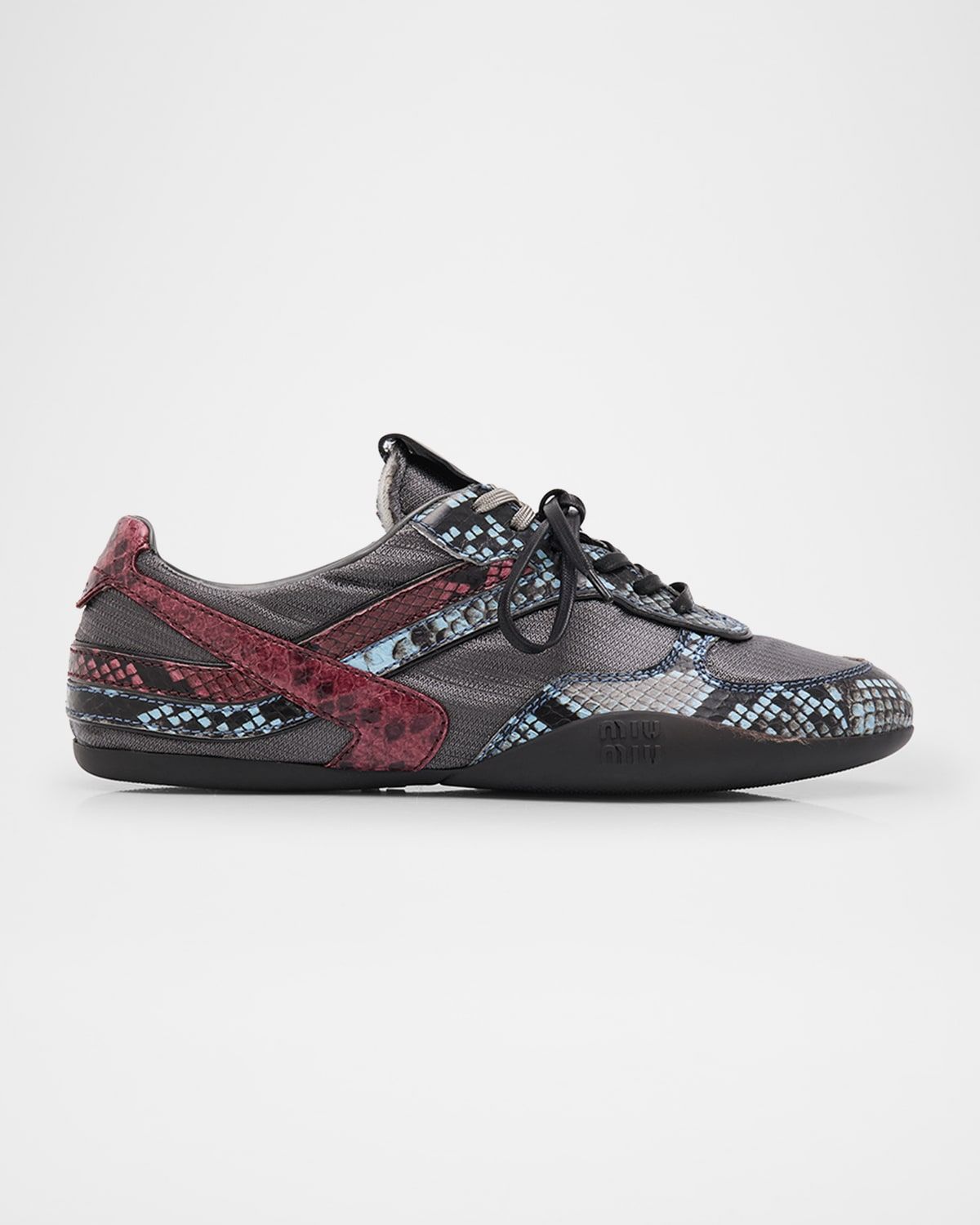 Gymnasium Technical Fabric and Python Low-Top Sneakers