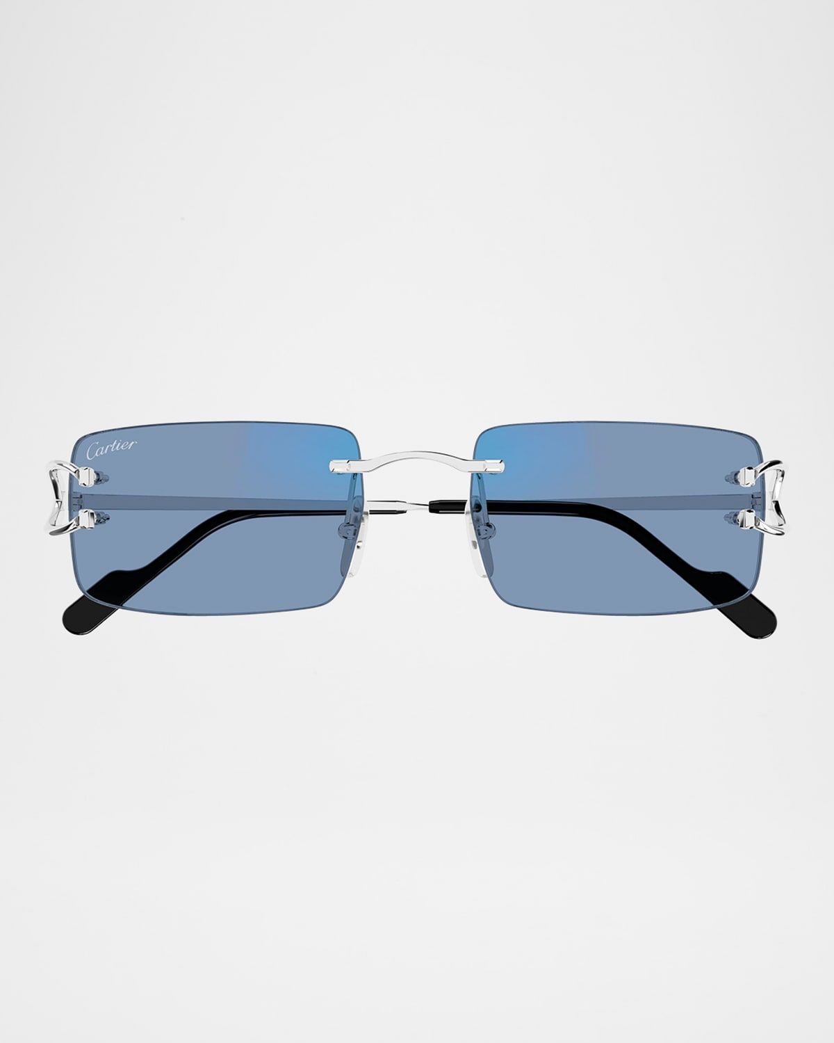 Men & apos;s Rimless Metal C-Hinge Rectangle Sunglasses