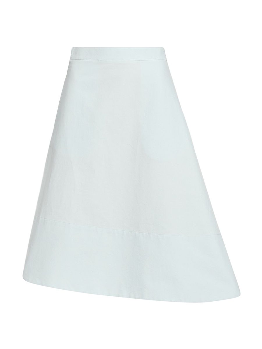 Women's Compact Light Double-Cotton Asymmetric Midi-Skirt - Sky - Size 10