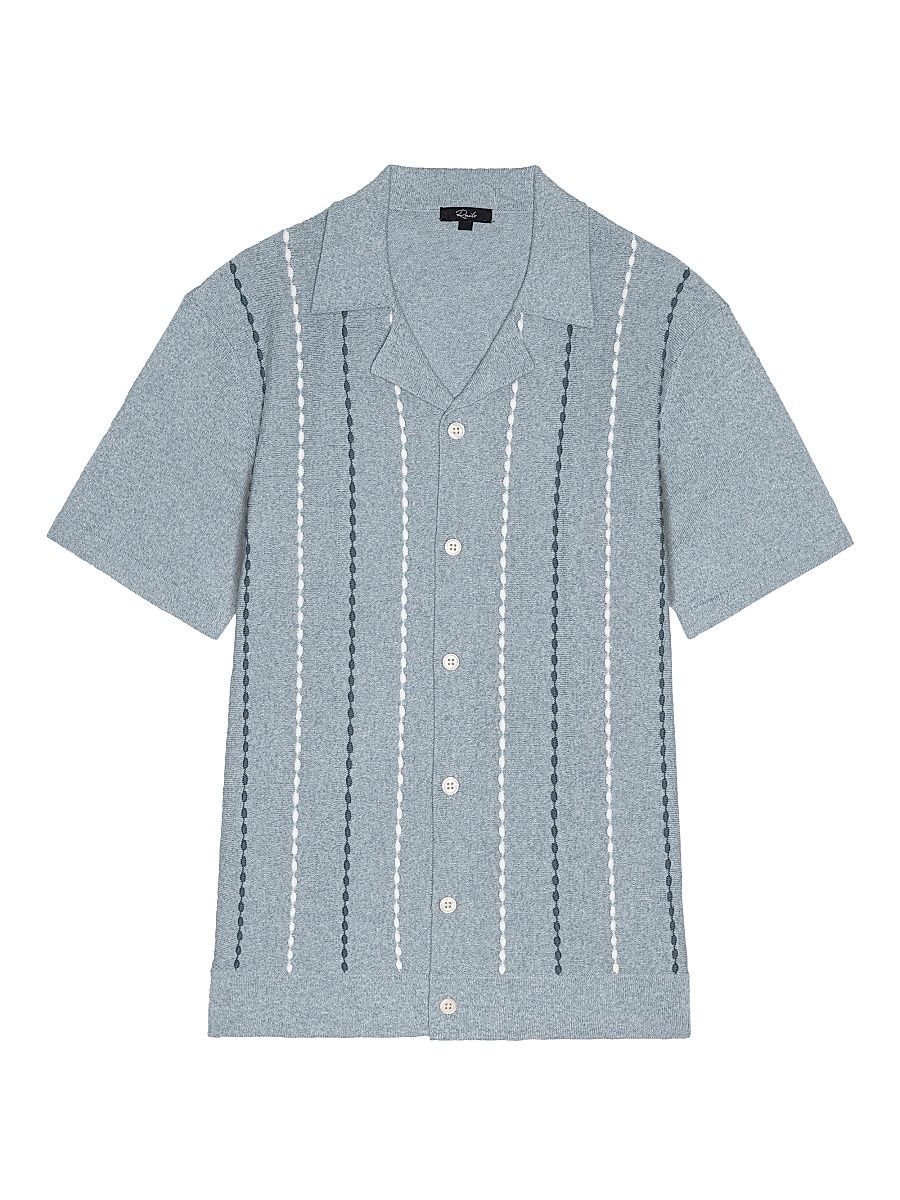 Men's Richie Cotton-Blend Camp Shirt - Navy White Sky - Size XXL