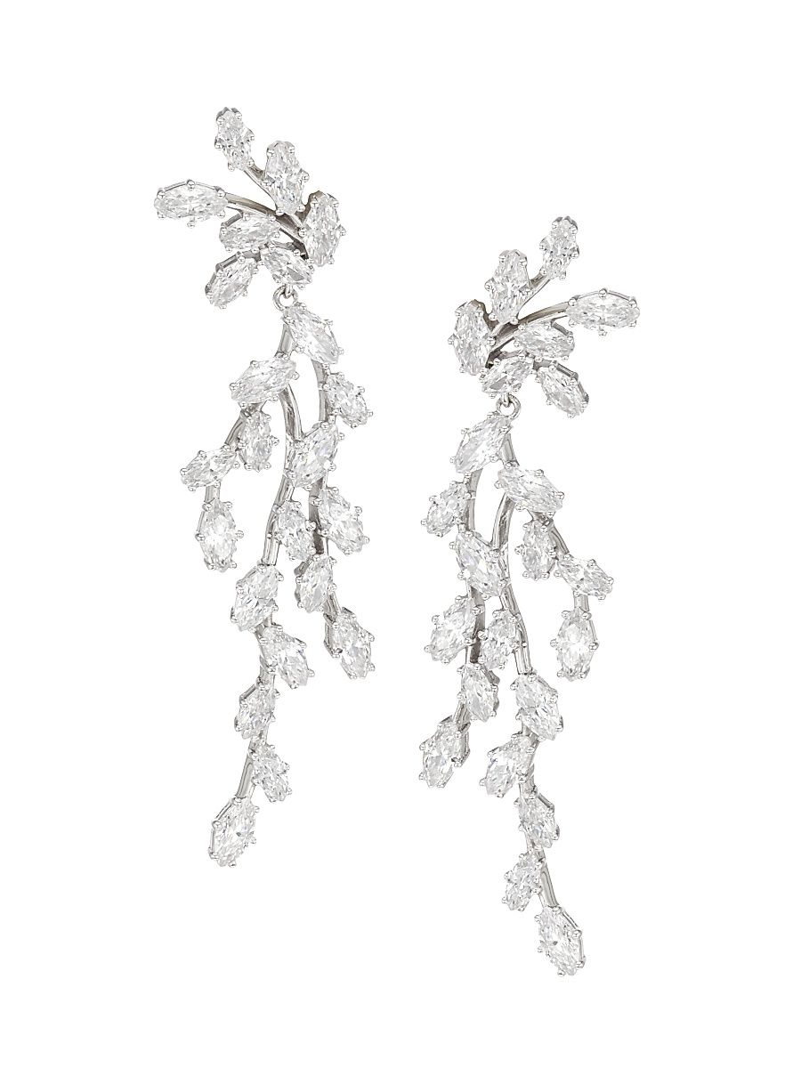 Women's Vow Sterling Silver & Cubic Zirconia Drop Earrings - Rhodium