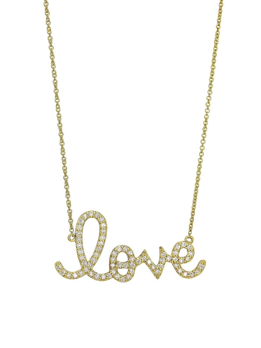 Women's Diamond and 14K Yellow Gold Large Love Pendant Necklace - Yellow Gold