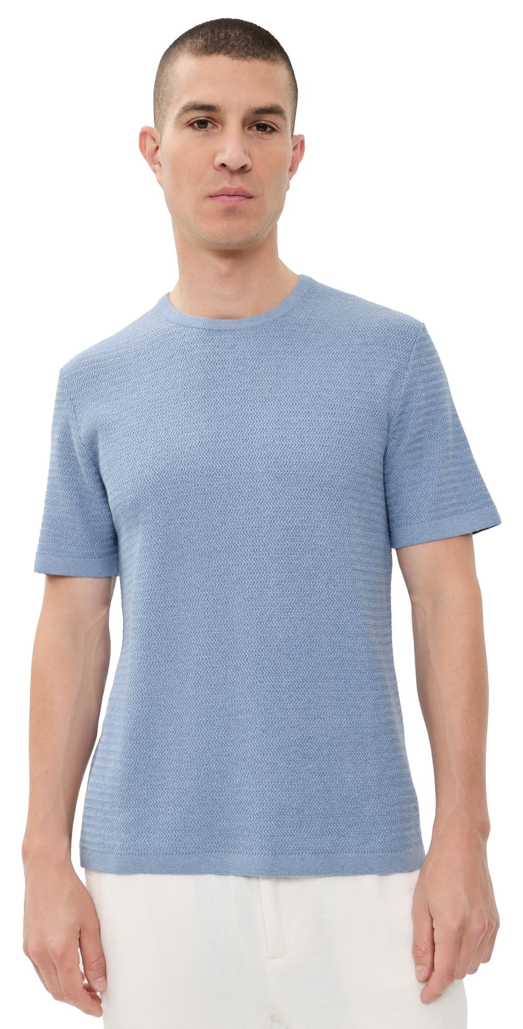RAILS Theo Short Sleeve Sweater Blue Sky Heather L