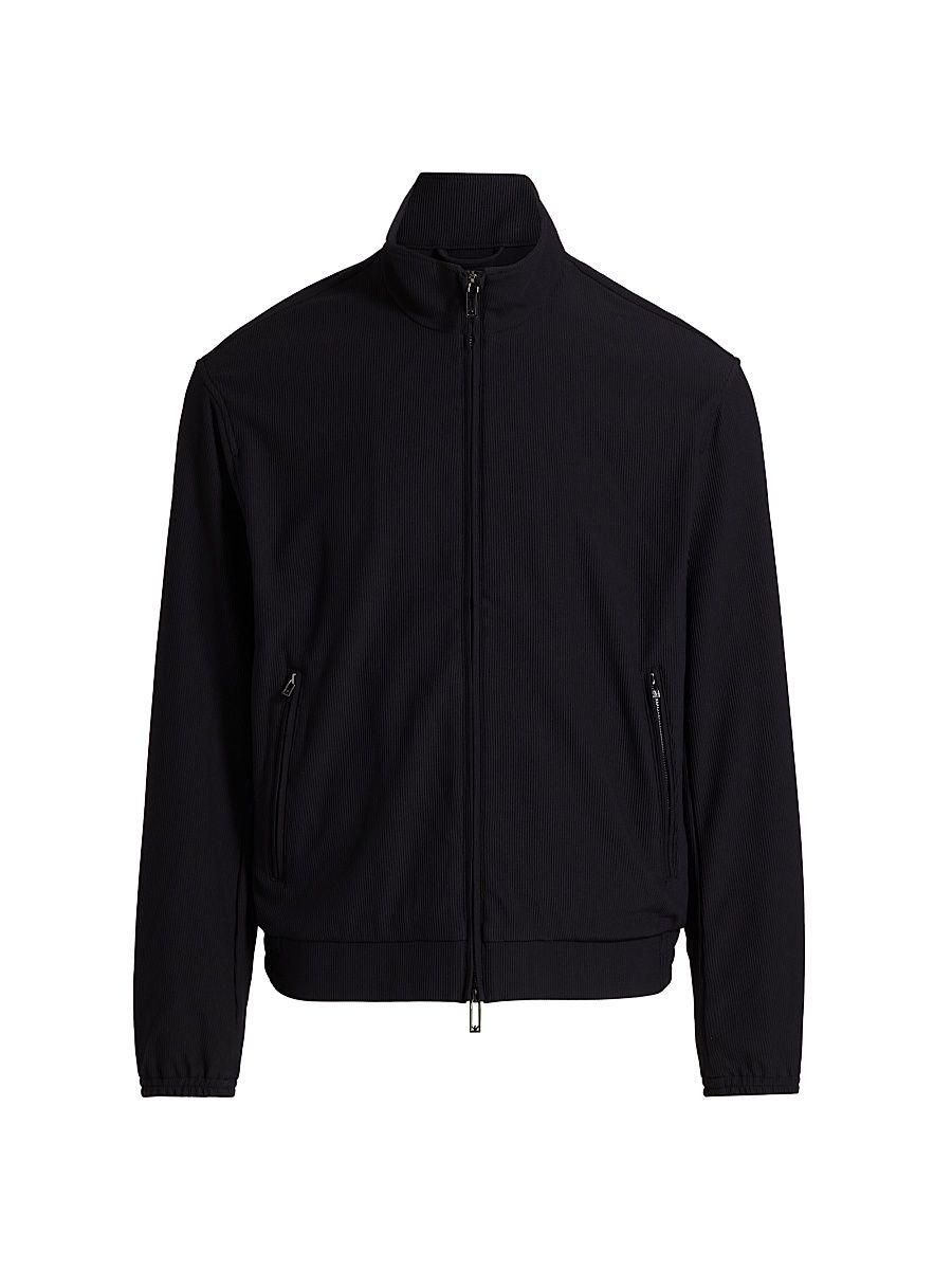 Men's Stretch Nylon Zip-Front Jacket - Black - Size 38