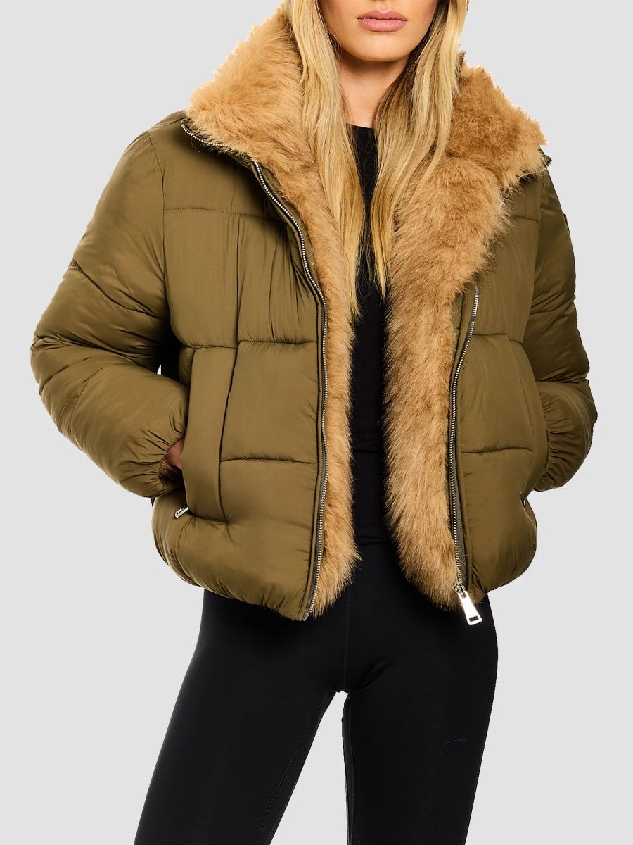 SAM. Women's Amara Reversible Puffer Jacket - Army Golden - Size XS