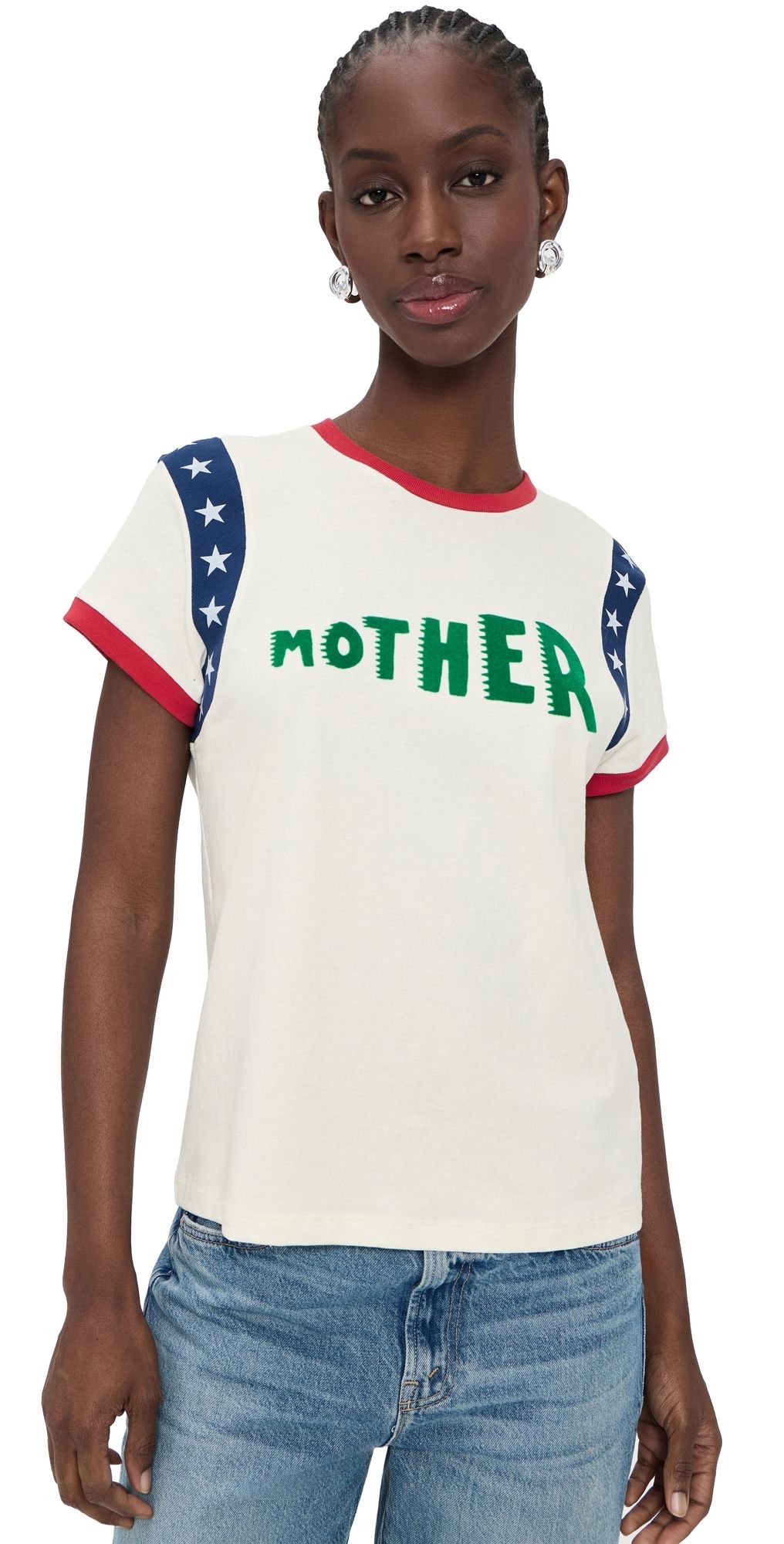 MOTHER The Boxy Goodie Inset T-Shirt Mother Stars S
