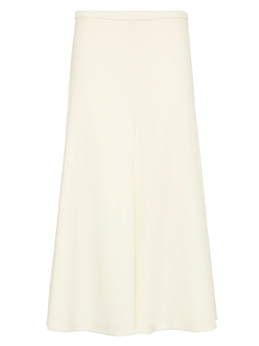 Women's Comfort Virgin Wool Gabardine Flute Skirt - Milk - Size 12