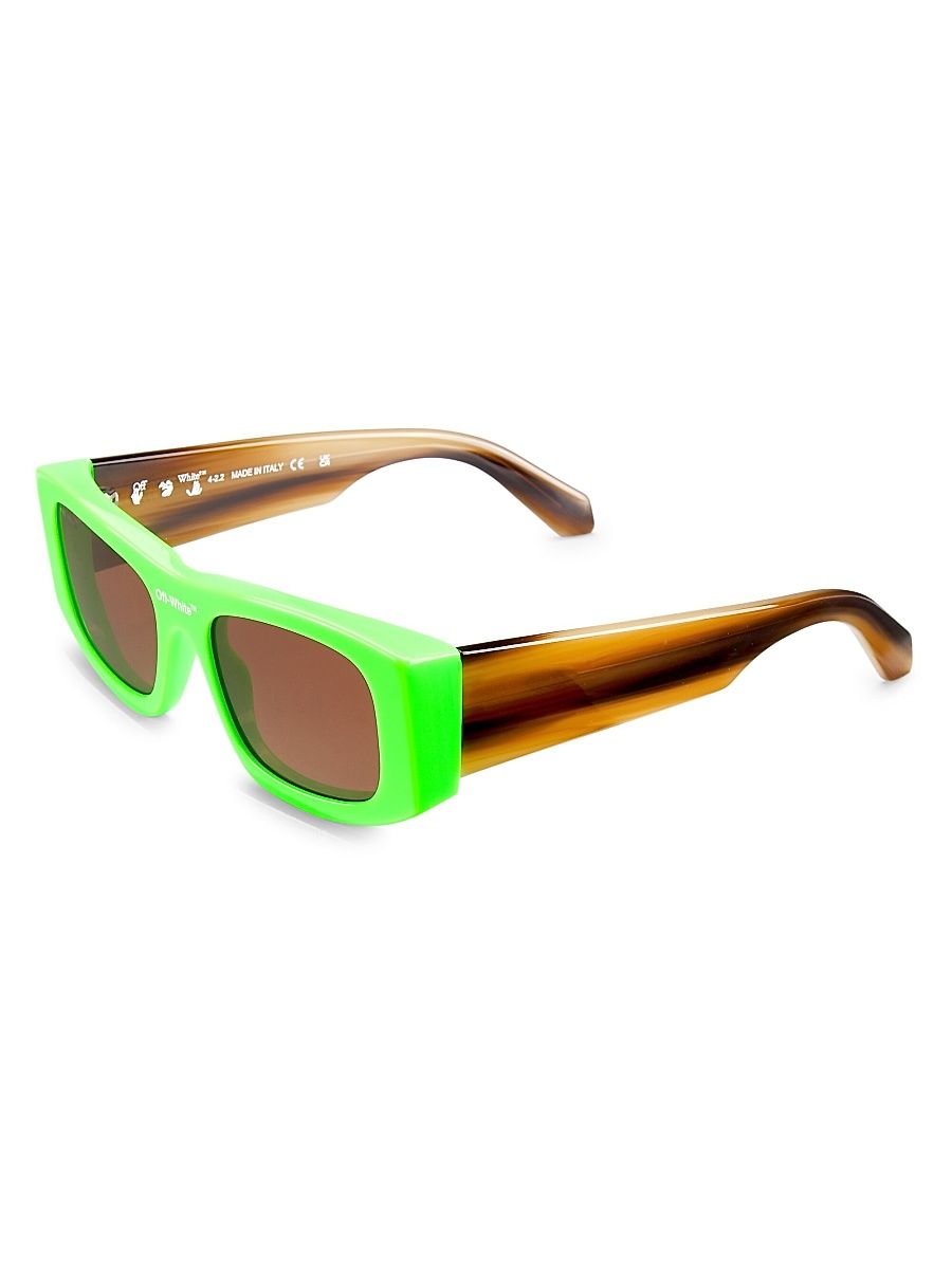 Men's Lucio 54MM Square Acetate Rectangular Sunglasses - Green Brown
