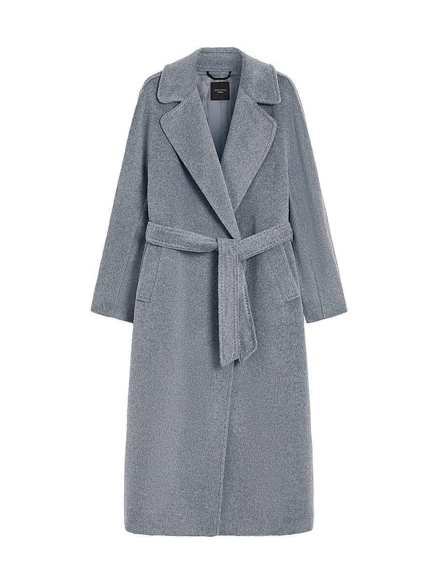 Women's Long Wool and Alpaca Coat - Medium Grey - Size 12