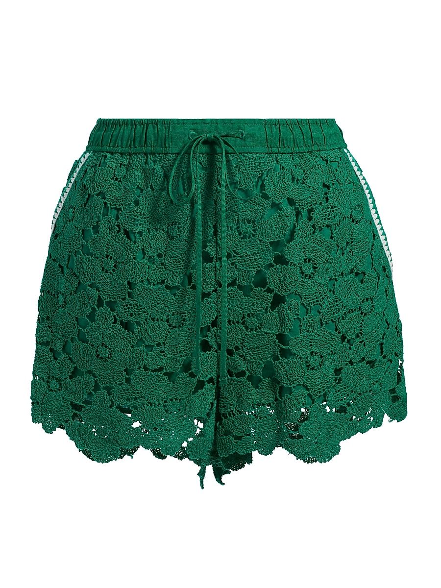 Women's Holly Lace Drawstring Shorts - Kelly Green - Size Large