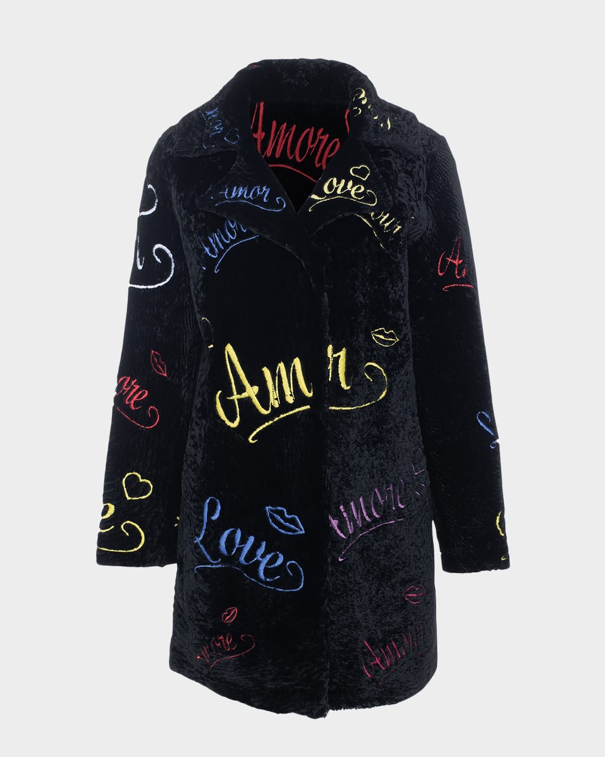 Love Embroidered Shearling Lamb Stroller