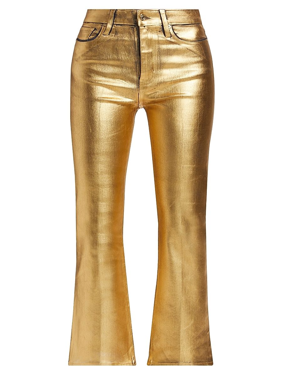 Women's Le Crop Coated Mini Boot Pants - Gold Chrome - Size 29