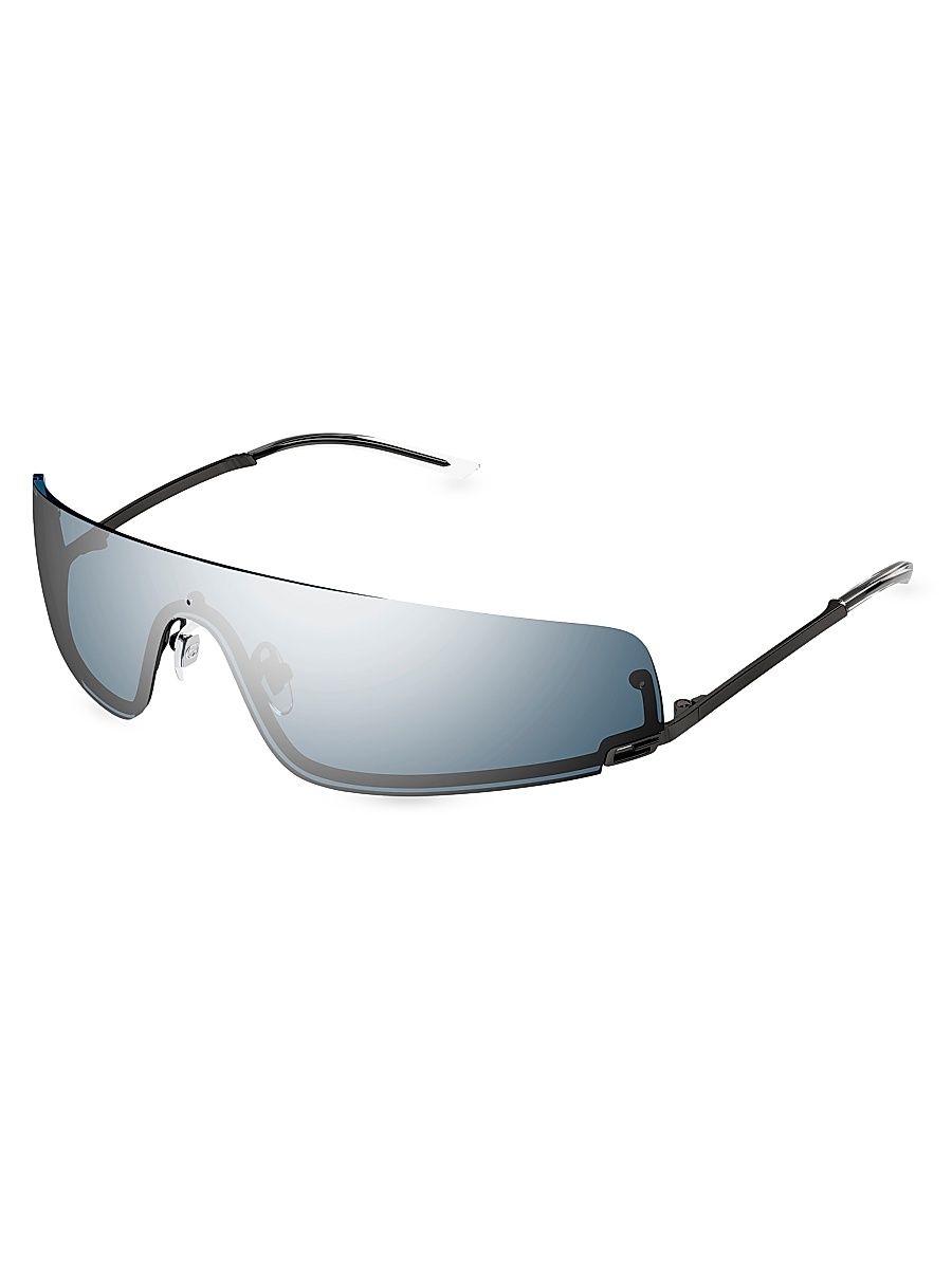 Women's Tom 99MM Shield Sunglasses - Black Grey Mirror