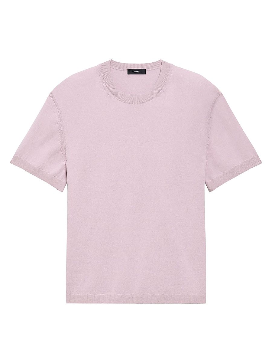 Men's Rib-Knit Cotton-Blend T-Shirt - Pale Mauve - Size Large