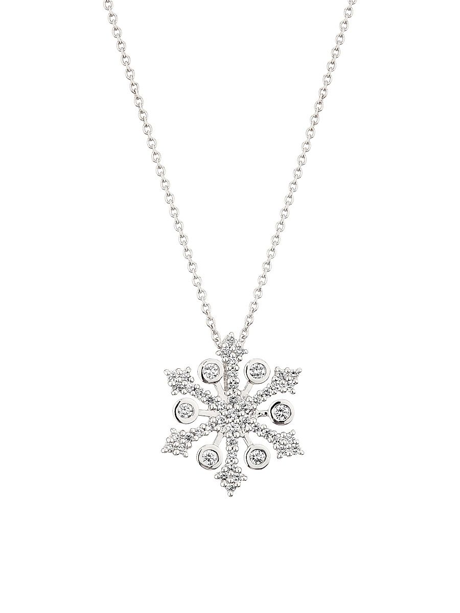 Women's Tiny Treasures 18K White Gold & 0.32 TCW Diamond Snowflake Pendant Necklace - White Gold