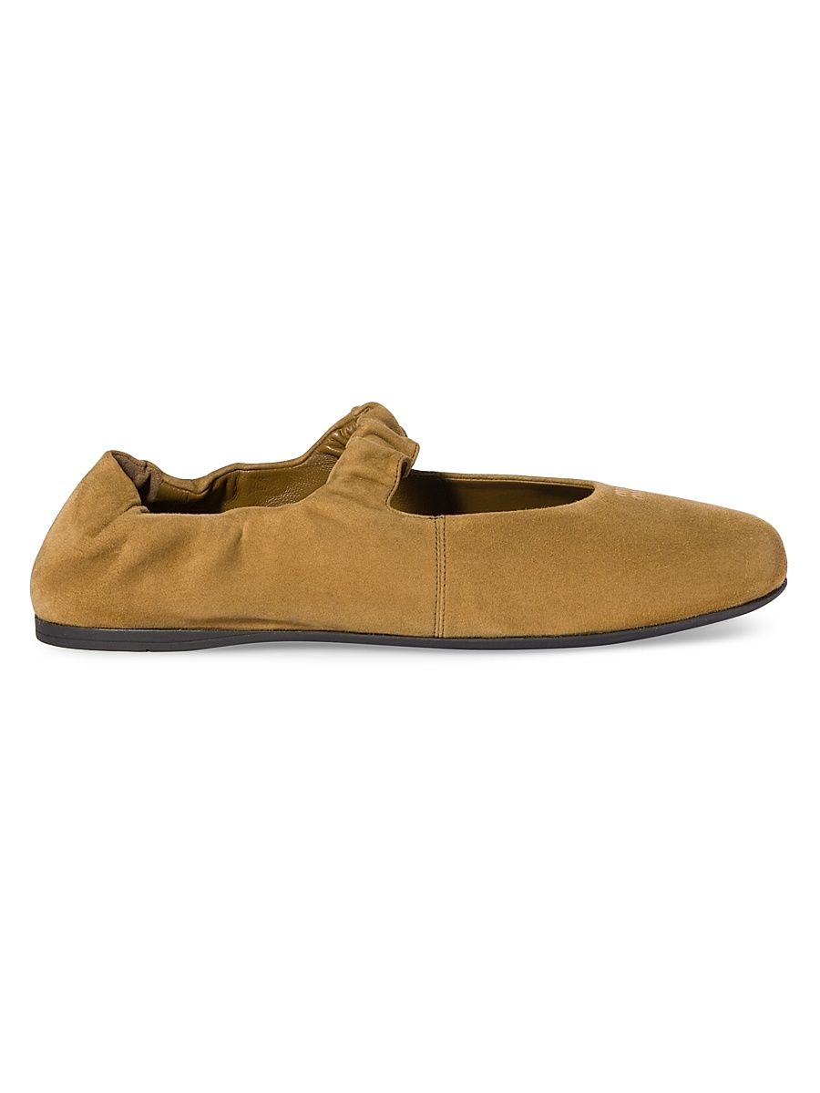 Women's Ruches Suede Ballerinas - Green - Size 6