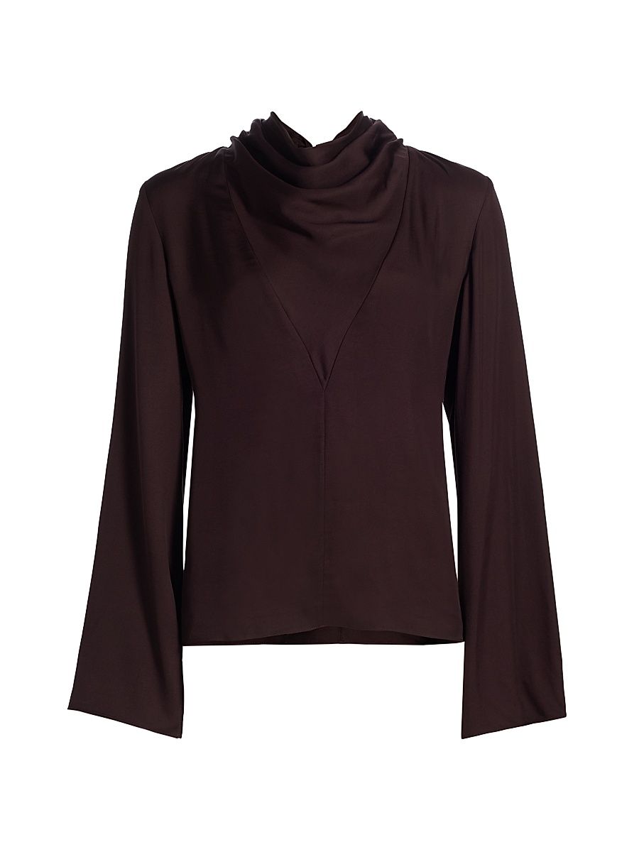 Women's Isla Cowlneck Blouse - Espresso - Size 6