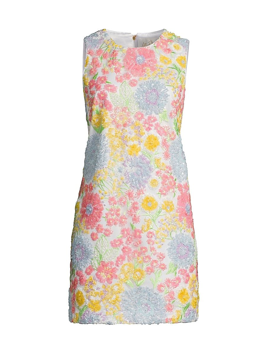 Women's Airbella Floral Sequined Shift Dress - Size 8