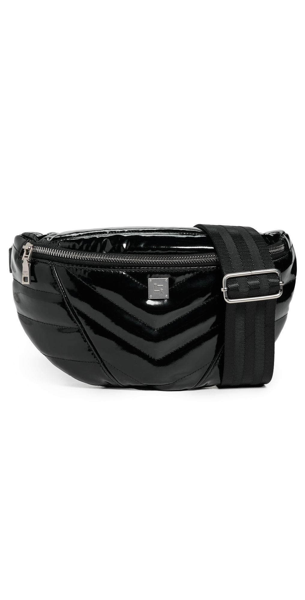 Think Royln Little Runaway Belt Bag Black Patent With Silver Hardware One Size
