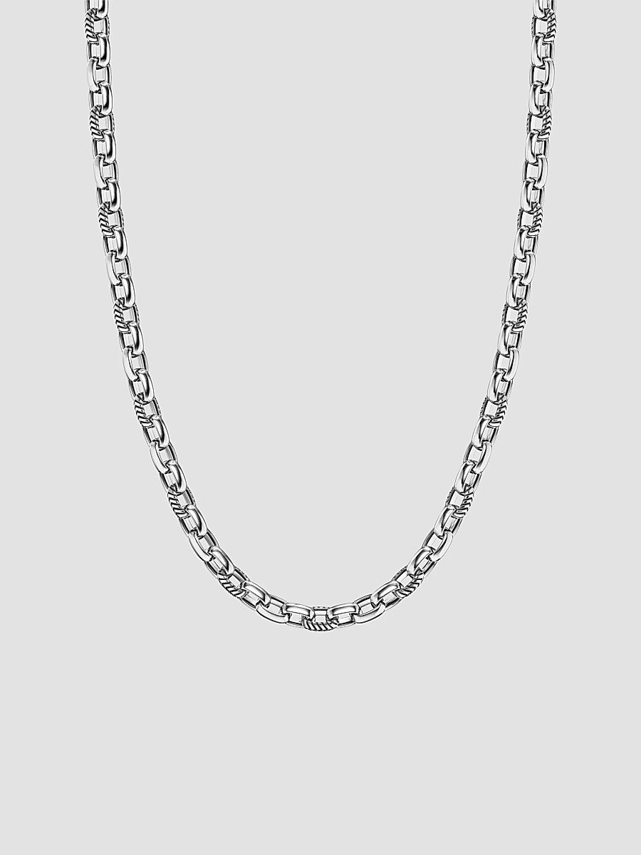 David Yurman Men's Chevron Oval Link Necklace in Sterling Silver, 7MM - Silver - Size 26