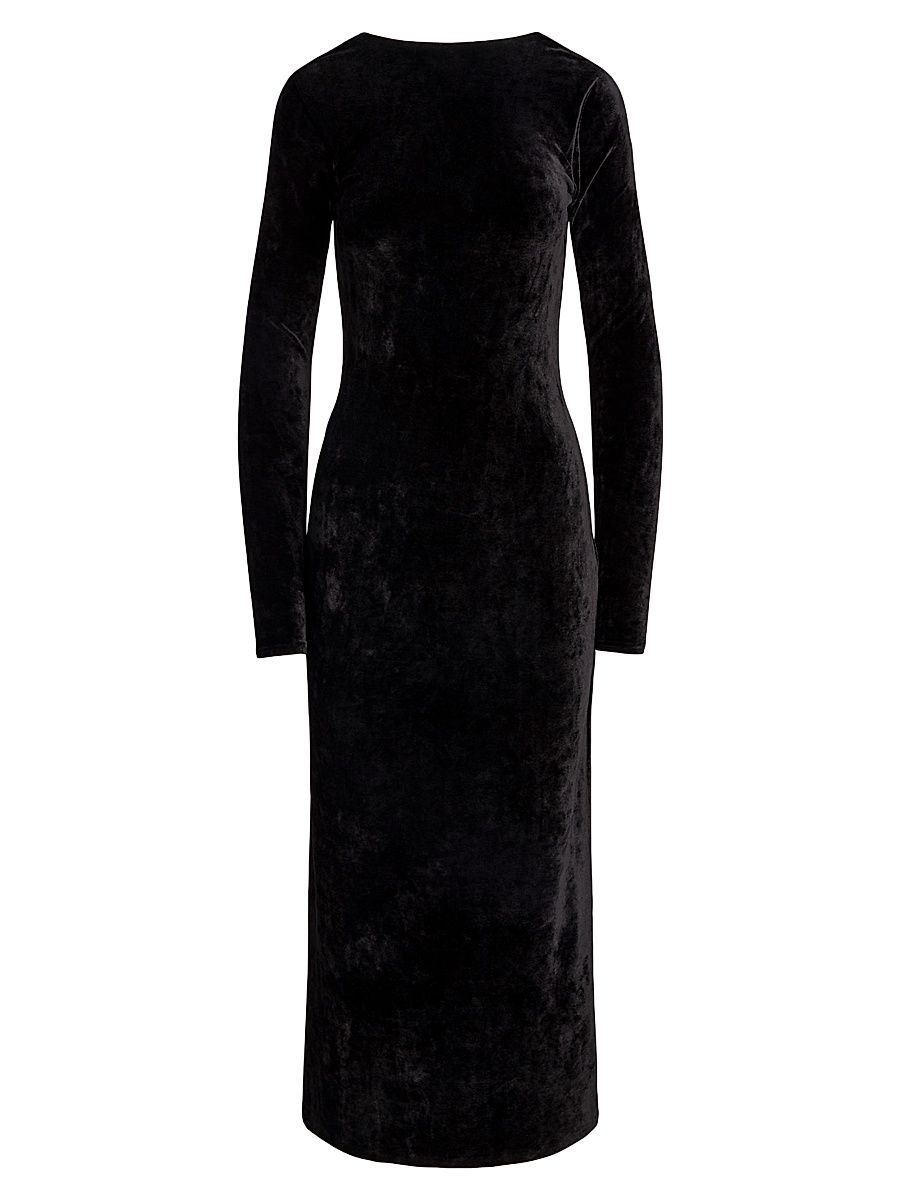 Women's Stretch Velvet Scoopback Midi-Dress - Polo Black - Size XL
