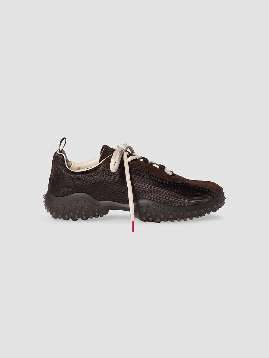 Women's Bubble Technical Fabric and Suede Sneakers - Brown - Size 8