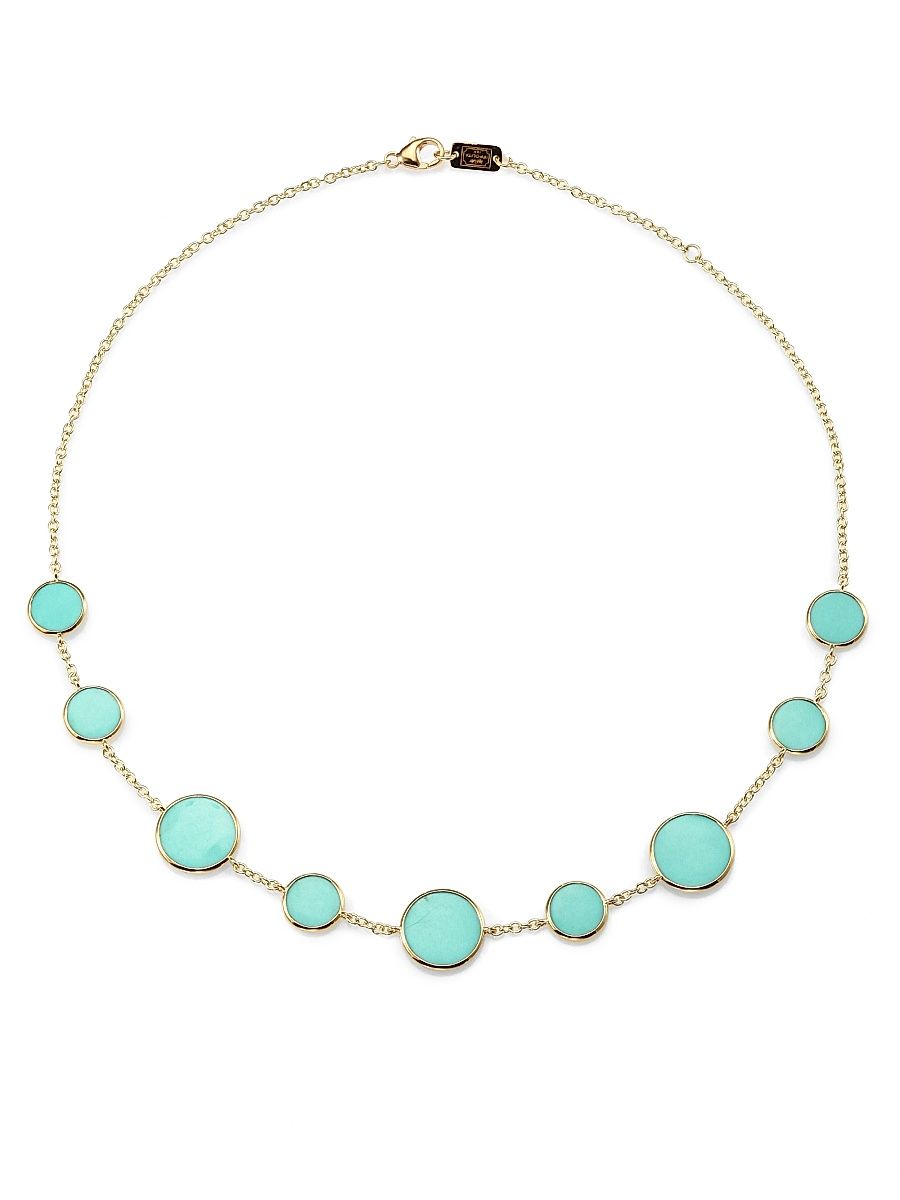 Women's Polished Rock Candy 18K Yellow Gold & Turquoise Necklace - Gold Turquoise