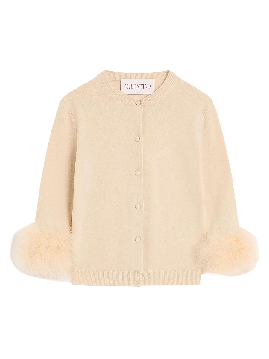 Women's Cardigan with Feathers - Birch - Size XS