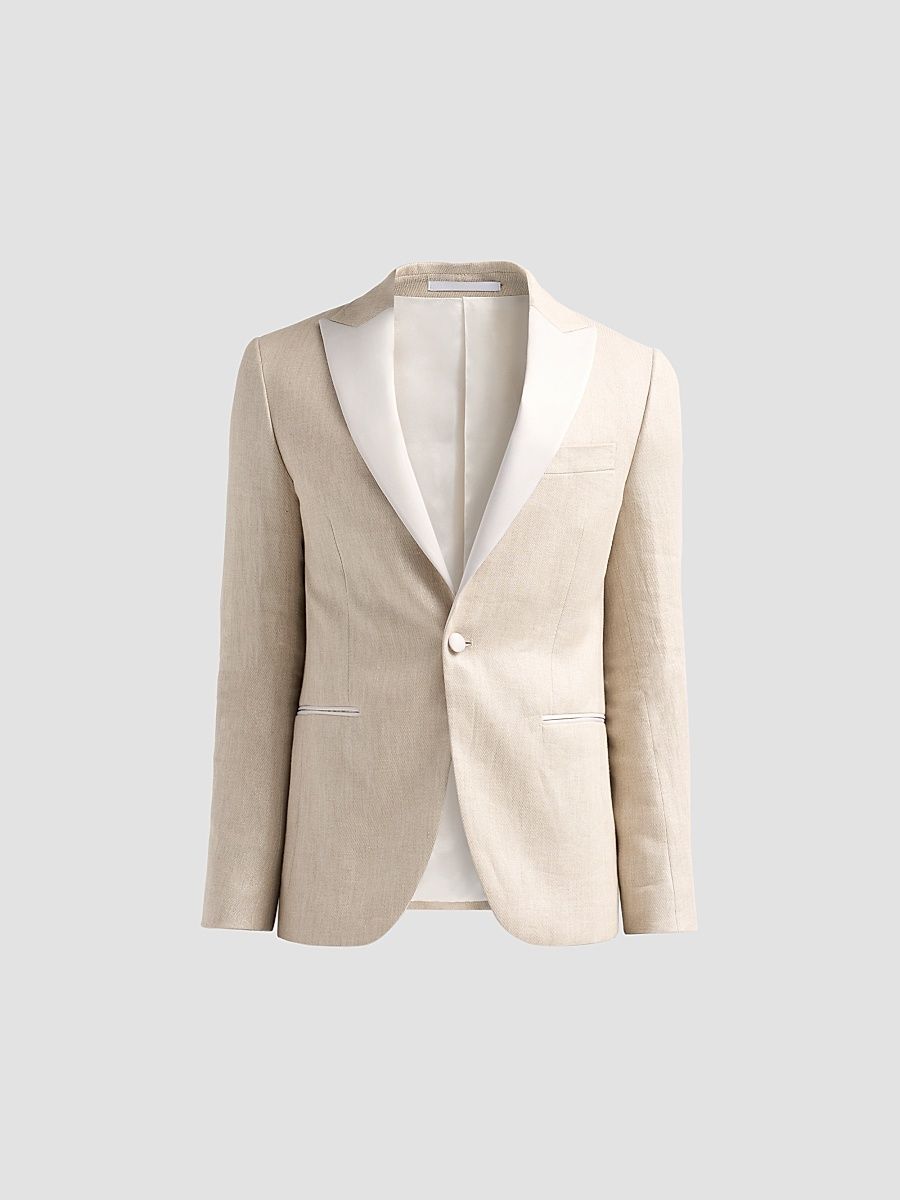 Men's Textured Linen-Blend Dinner Jacket - Natural - Size 48