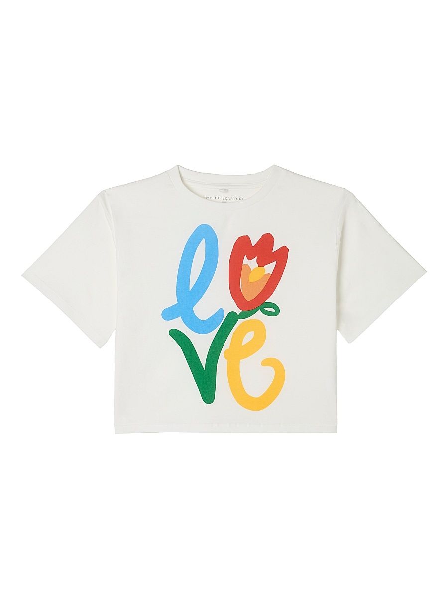 Little Girl's & Girl's Love-Print Cotton Jersey T-Shirt - White - Size 12